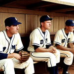 **Image Prompt:** A vintage-style baseball dugout scene. Focus on the faces of lesser-known players, grimy uniforms, and worn equipment. Soft, nostalgic lighting, reminiscent of old photographs. Add a sense of determination and hardship to the overall image.