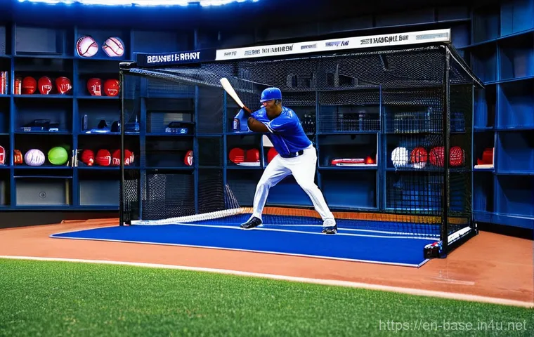 야구의 기술적 혁신 - **"High-Tech Training Session: Future of Batting Practice"**
    A male baseball player, wearing a m...