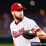 Home 19 야구 포지션별 필요한 능력 - A dynamic scene of a baseball pitcher on the mound in mid-pitch, focusing on precise control and str...