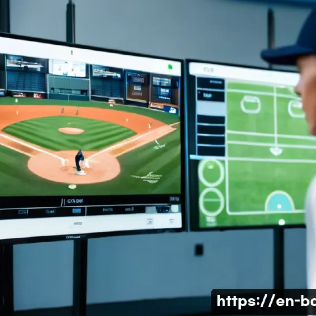 야구 유망주 육성 프로그램 소개 - A detailed scene of a young baseball player undergoing a comprehensive skill evaluation in a modern ...