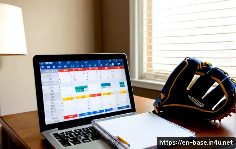 야구 데이터 분석 기초 - Photorealistic home office scene for beginner baseball data analysis, an adult analyst seated at a c...