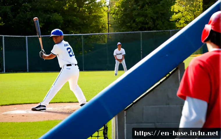 야구 드릴 연습법 - Photorealistic youth baseball practice on a sunny community field, teenage player in plain unbranded...